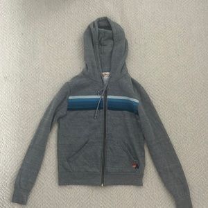 Aviator nation 5 stripe hoodie - heather grey // blue